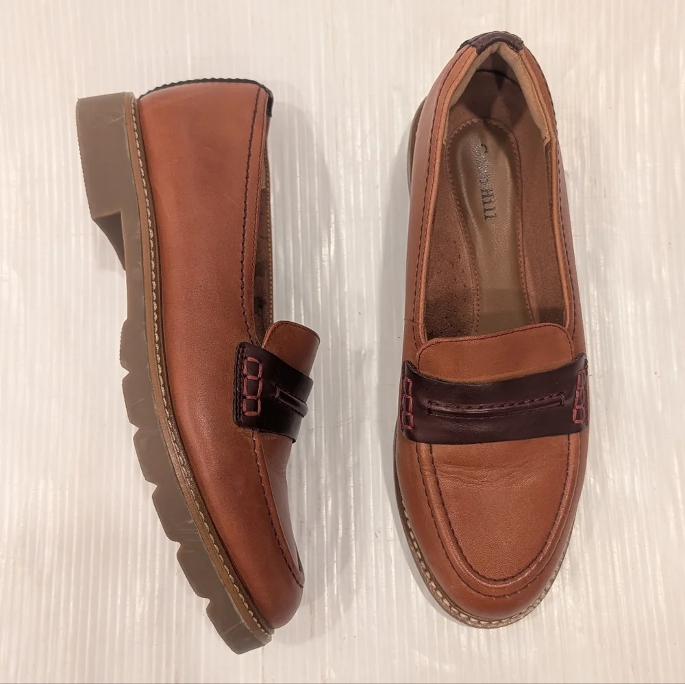 COBB HILL Janney Tan Leather Penny Loafers Women's Slip On Shoes Size 9